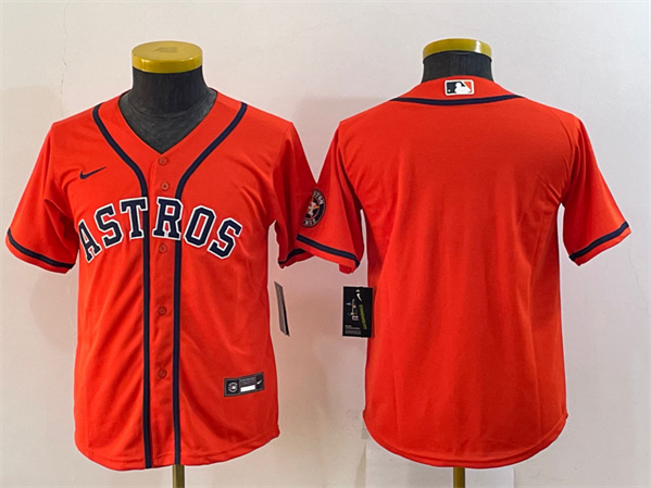 Toddler Houston Astros Blank Orange With Patch Cool Base Stitched Jersey